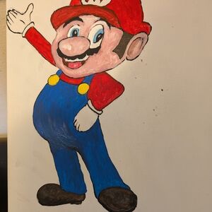 Playful Character Canvas Art in Red and Blue